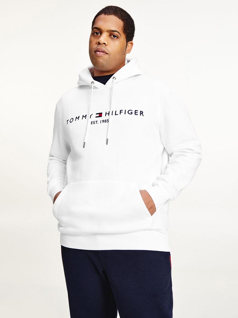 Férfi Tommy Hilfiger Big and tall organic cotton logo Hoodies Fehér | HU 1217KOR